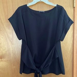 Front tie short sleeve blouse